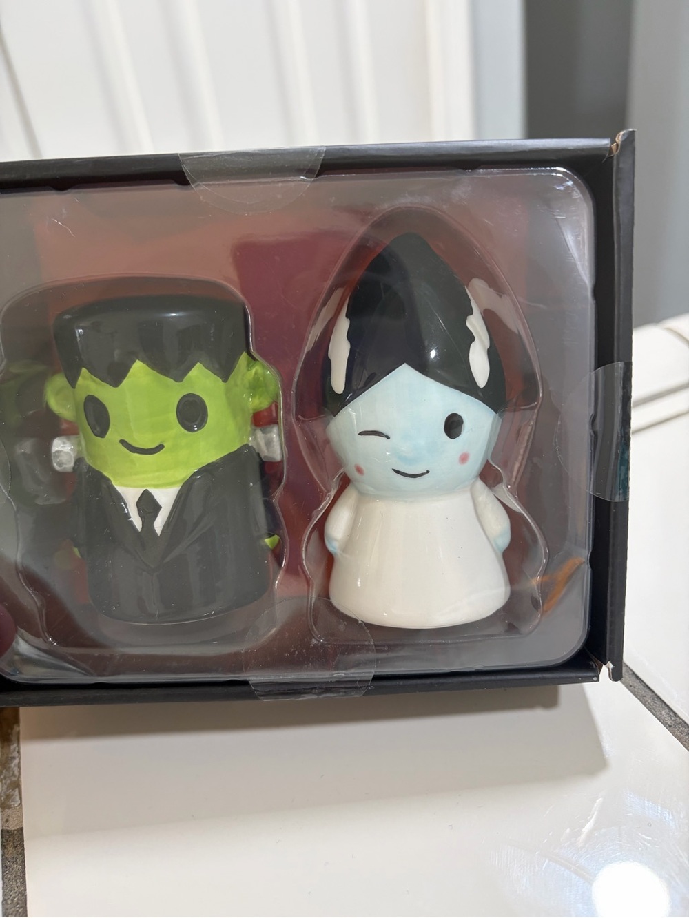 Cute Halloween Frankenstein & Bride Figurine Salt & Pepper Shakers